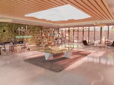 Office modern living room with walls Free 3D model