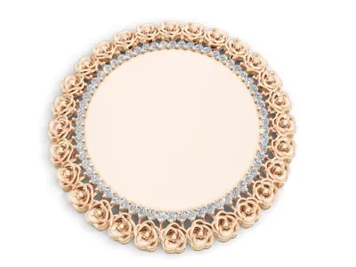 Rose Frame Pendant  Diamond Circle Floral Design Gold 3D print model