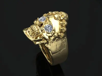 Diamond Skull Ring 3D Model 3D print model