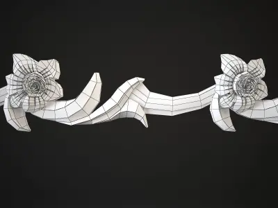 Moulding decorative scroll with flowers 3D model