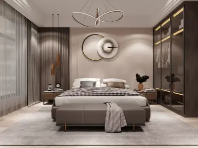 Bedroom room with bed in it 3D model