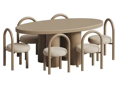 Zaria Dining Table Oval And Neboo Dining Chair 3D model