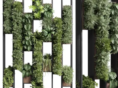 plants set partition in  Vertical graden wall decor box 3D model