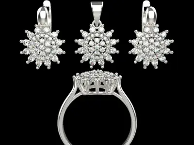Ring Pendant and Earrings 51092 3D print model