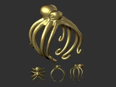 octopus ring 3D print model