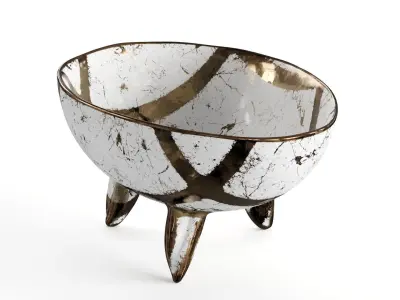 Handmade Gold Ceramic Bowl - Egg shape  3D model