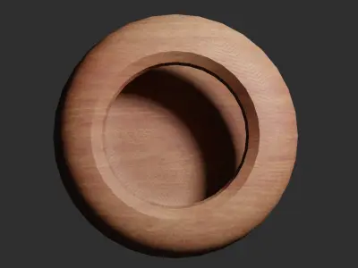 Bowl in scratch wood material  Low-poly 3D model