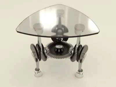 Mototable triangular table with gears 3D model