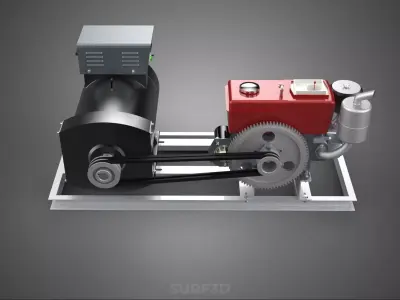 INDUSTRIAL ELECTRIC AC POWER GENERATOR DIESEL SET GENSET MOTOR 3D model