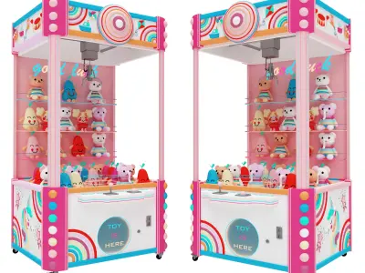 Arcade Game Room  props package 7 pieces game machines 3D model