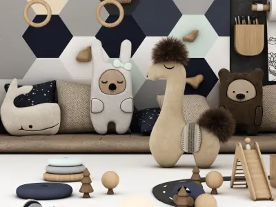 toys and furniture set  Low-poly 3D model