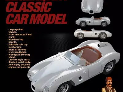 Early Era Luxury Classic Car Highly Detailed 3D Model 3D print model