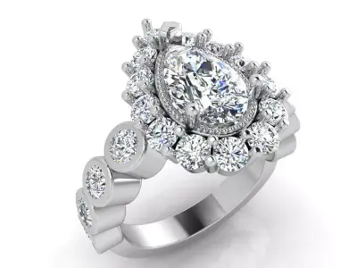 Pear Halo Ring 3646 3D print model