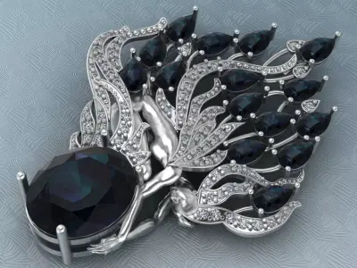 woman pendant  with gem 3D print model