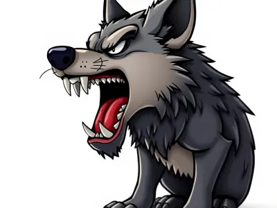 Fierce Cartoon Wolf Model Pack Low-poly 3D model