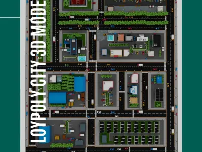 360 Low Poly Cartoon City Models  Low-poly 3D model