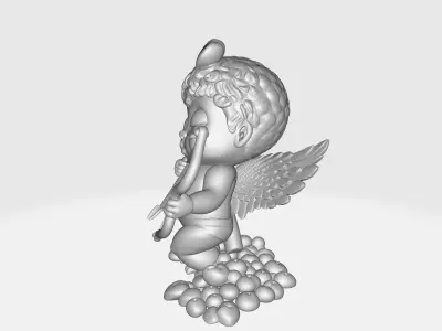 Cupid Statue Valentine Decor Love Angel Figurine with Bow  3D print model
