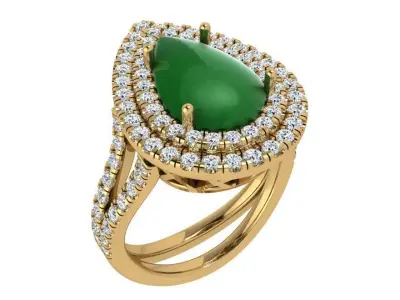 Pear Double Halo Ring 3406 3D print model