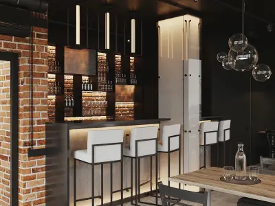 Realistic interior scene 3D model