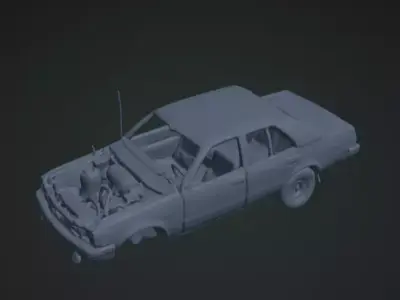 Wrecked Car 3D Model Realistic Vehicle Scene Free 3D print model