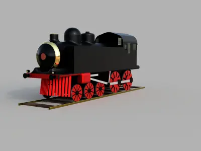 Steam Engine with Rails - 3D Model 3D model