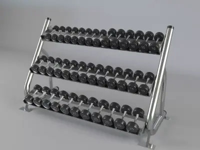 Dumbbell set rack with weights 3D model