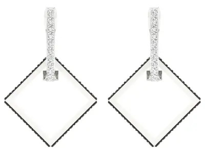 Light Weight White Gold Diamond Earring  -EAR-023 3D print model