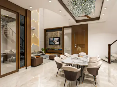 Luxury Double Height Living Room Interior 3D model