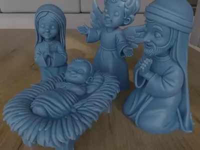 Nativity Scene STL Set Jesus Mary Joseph Angel 3D print model