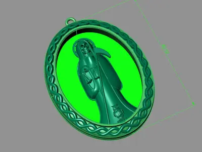  santa muerte holy death small size pendant 3D STL 3DM skull 3D print model