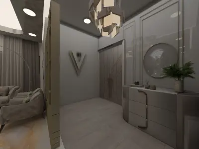 luxury drawing room or hall 3D model