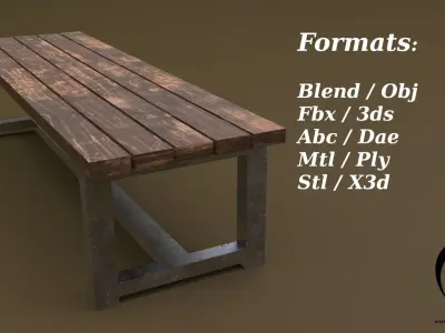 bench 05 4in1 - 4 Texture 1 Model Low-poly 3D model