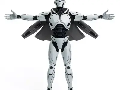 Futuristic Robot Model Pack with Detailed Armor Low-poly 3D model