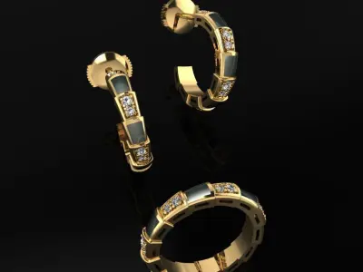 Bvlgari Serpenti Ring and Earrings  3D print model