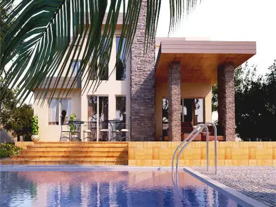 modern villa  Free low-poly 3D model