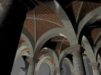 Vaulting 2-2   Romanic  500cm spaced  thin arches and thin curbs Low-poly 3D model