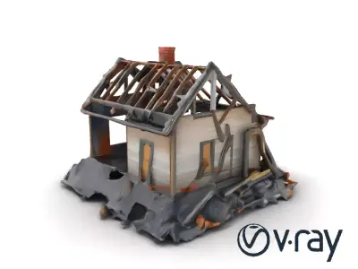Dilapidated American House Ruins model pack Low-poly 3D model
