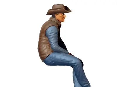 N4 man sitting on the back of pickup truck 3D print model