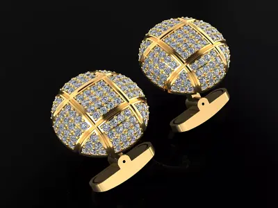 Cufflink with Diamonds 3D print model