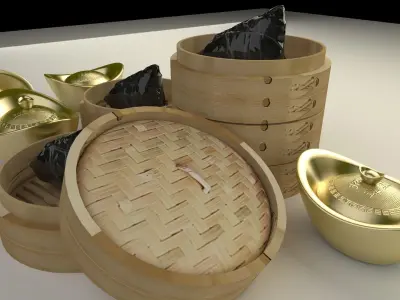 chinese gold ingot  3D model