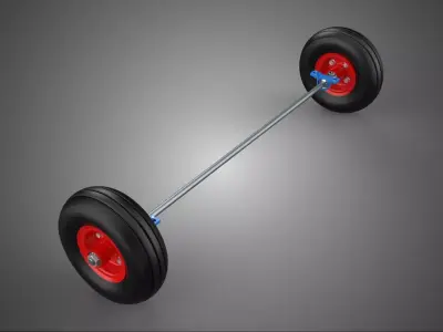 AXLE HUB ROD SHAFT WHEEL TIRE RIM CART TROLLEY BARROW BEARING 10 3D model