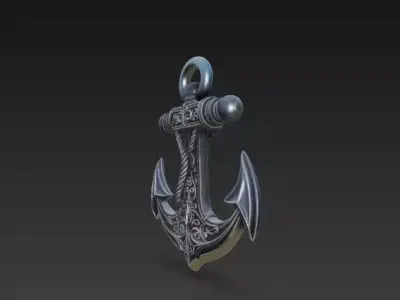 Ornamental Anchor 3D Model Stylized Nautical Sculpture Print 3D print model