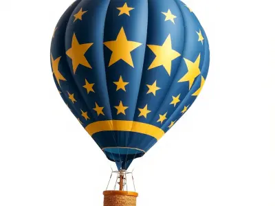 Classic Hot Air Balloon Star Pattern model pack Low-poly 3D model