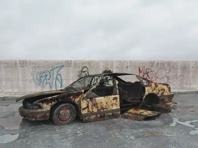 destroyed car 002 am165 3D model