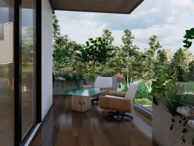 Luxury Bedroom Interior With Balcony Garden  3D model