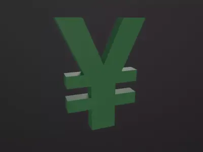 Yen Symbol 3D Model Low-poly 3D model