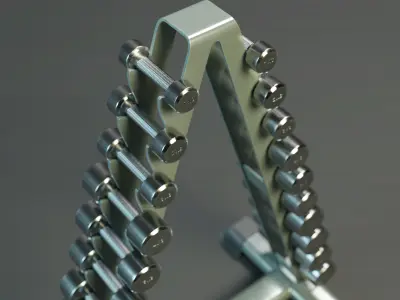 Chrome Dumbbells Rack PBR Low-poly 3D model