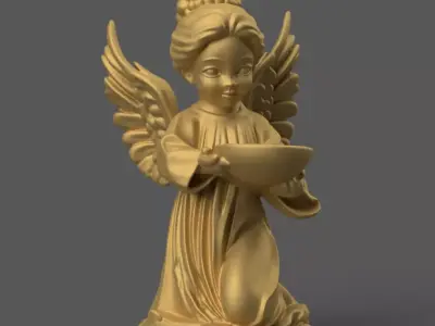 Angel with Bowl 3D STL Model for Decoration 3D print model