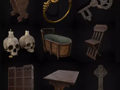 Medieval Prop Mix Twenty Six 3D Model Collection