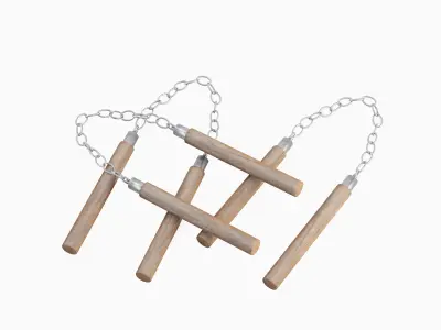 Wooden Nunchaku 02 3D model